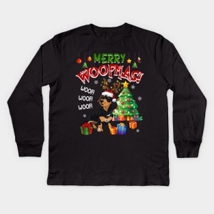 Dachshund Merry Woofmas Awesome Christmas Kids Long Sleeve T-Shirt